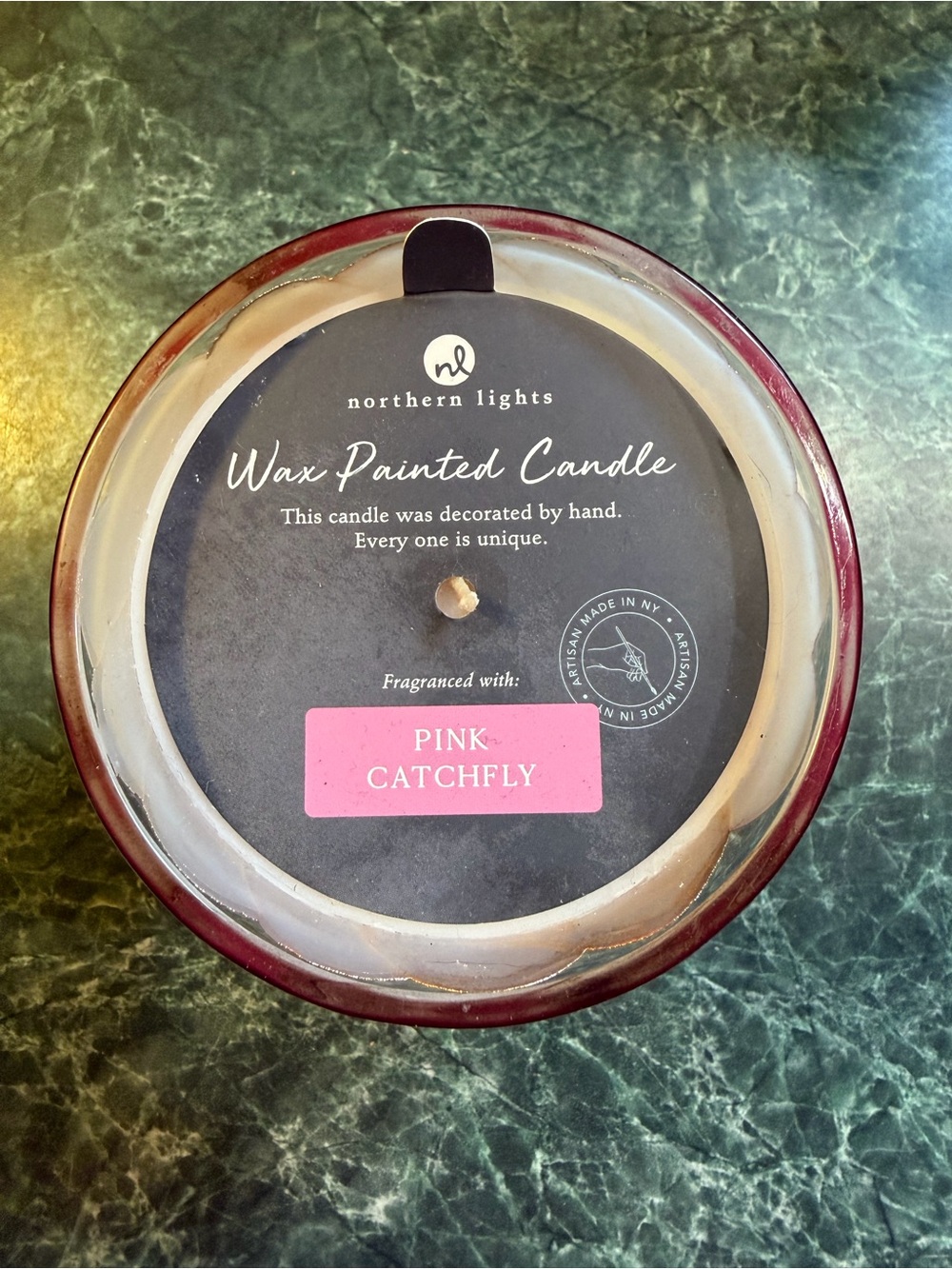 Northern Lights Wax Painted Candle — Pink Catchfly Scent